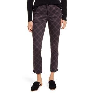 Wit & Wisdom Ab Solution Plaid High Waist Ankle Skinny Pants Cabernet Size 2 $68